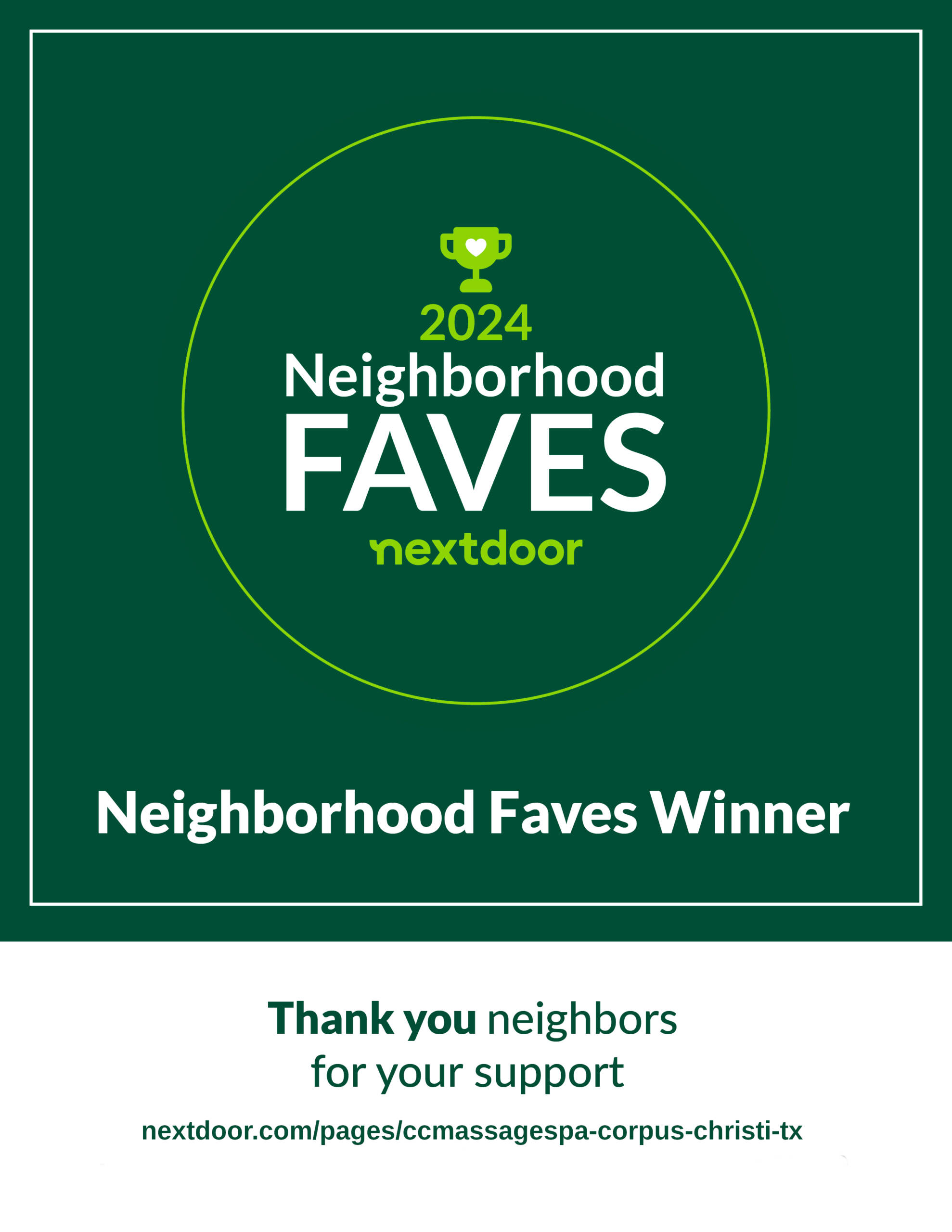 2024 Nextdoor Neighborhood Faves Winner Corpus Christi Massage Spa